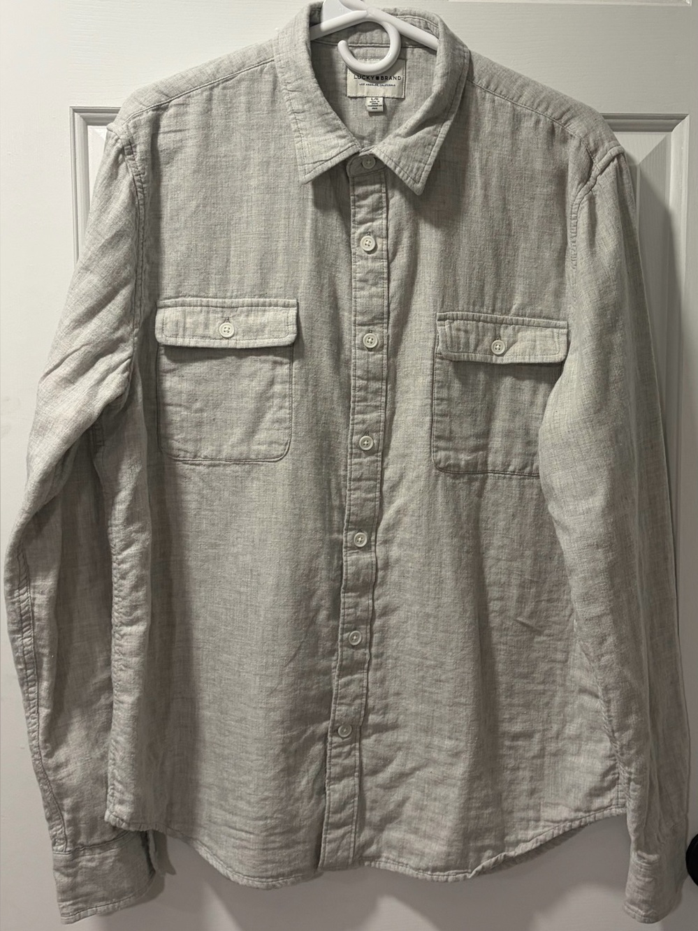 Lucky Brand Men's Light Gray Long-Sleeve Button-Down Shirt - Size L